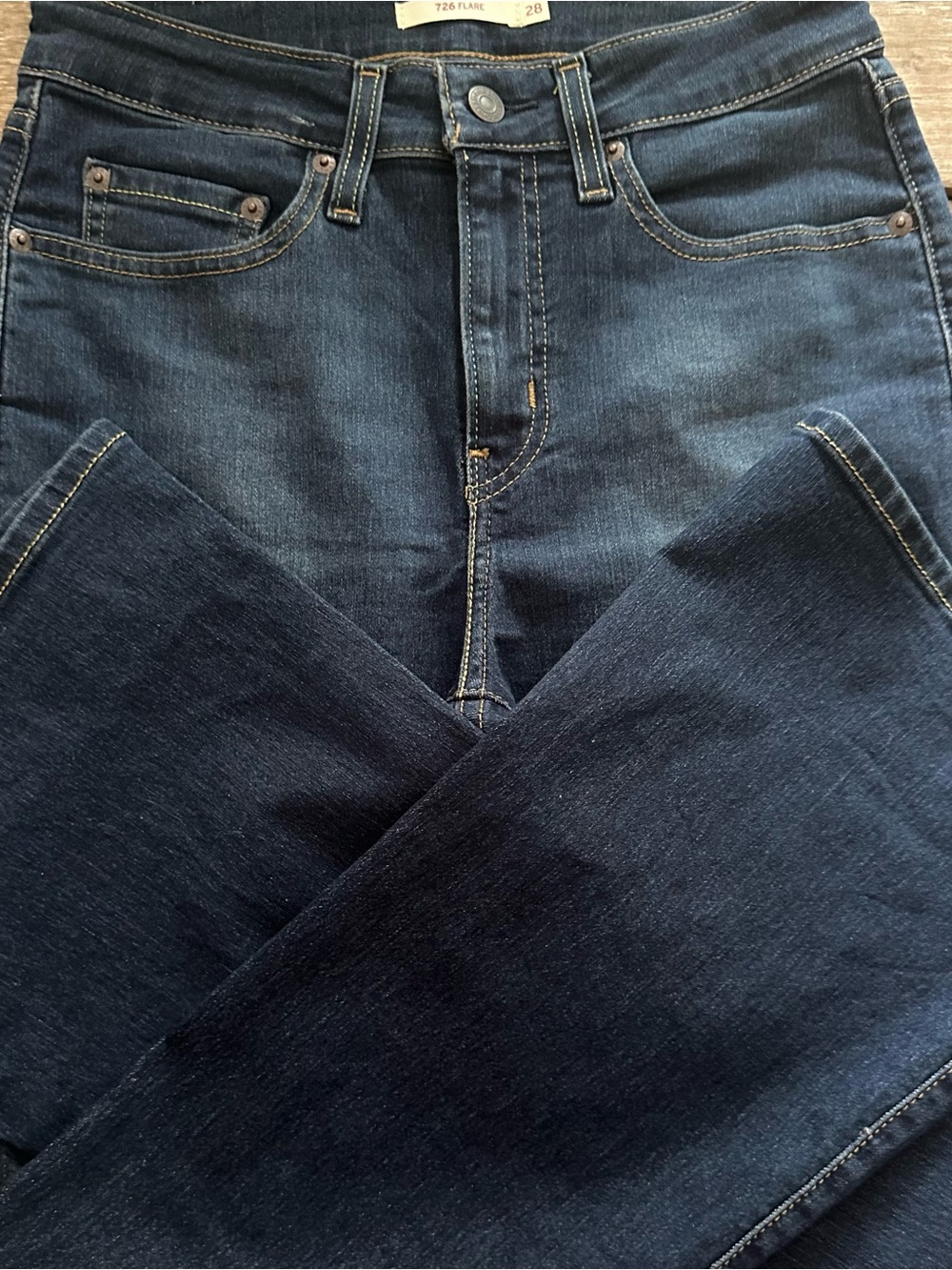 Women’s Levi’s 726 Flare Dark Blue Jeans, Size 28